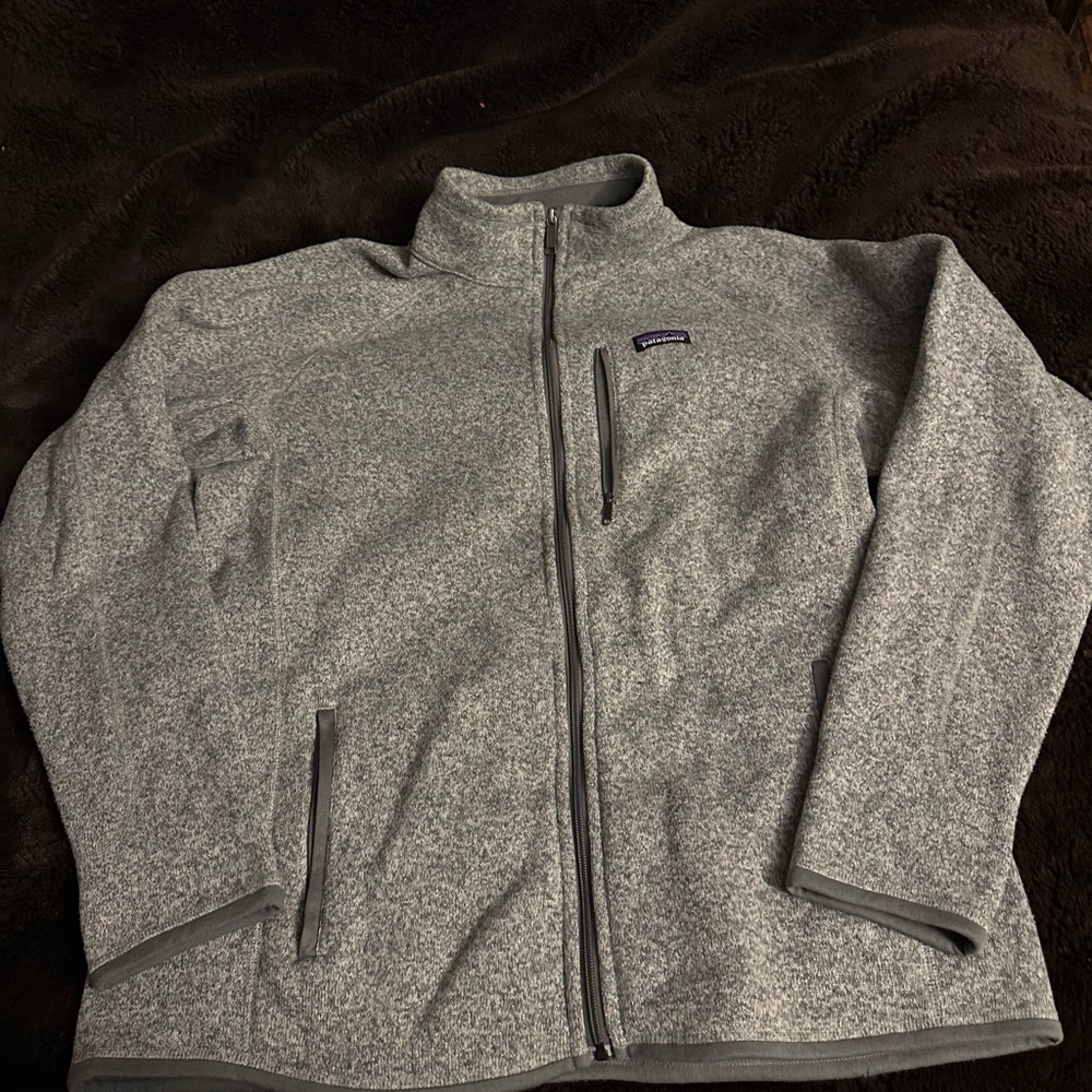 Patagonia Heather Gray Fleece Jacket with Logo